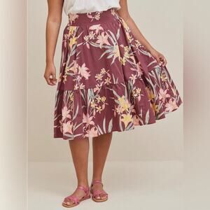 NEW Torrid Floral Poplin Tiered Midi Skirt W Pockets Women's Plus Size 2X